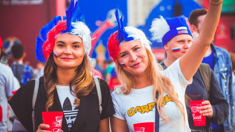 Russian girls are cheering for their country