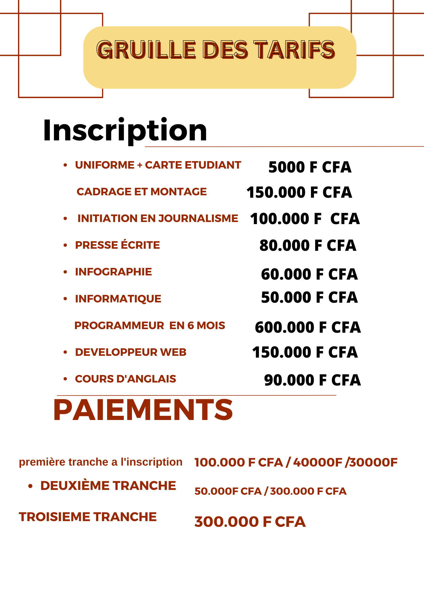 LES MODALITÉS DE LA FORMATION AUX MÉTIERS DE L’AUDIOVISUEL ET DU NUMÉRIQUE TATA MEDIA BÉNIN