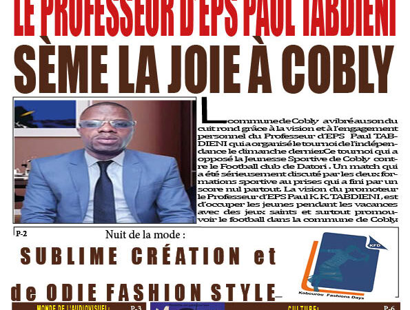 Tournoi de l’indépendance dans la Pendjari :Le Professeur d’EPS Paul TABDIENI SÈME LA JOIE À COBLY