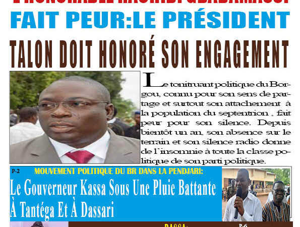 NON ÉLU POUR LES LÉGISLATIVES PASSÉES: L’HONORABLE RACHIDI GBADAMASSi FAIT PEUR:le président TALON DOIT HONORÉ SON ENGAGEMENT