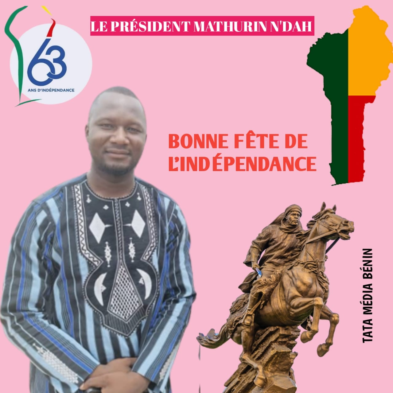 63ème anniversaire de l’indépendance du Bénin  _MESSAGE Du Président Mathurin N’DAH  _  – Chères populations de la jeunesse du Bourgou,