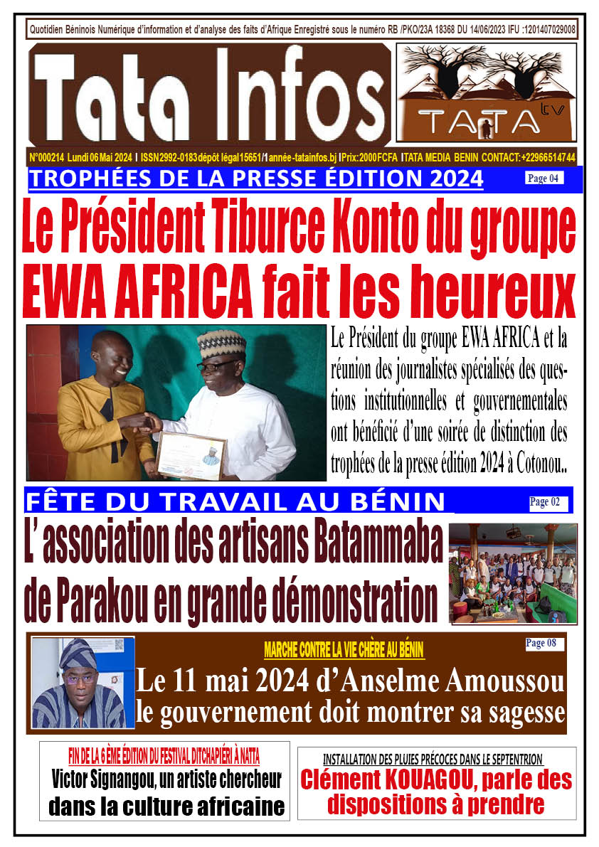 la une du journal de lundi 06 Mai 2024