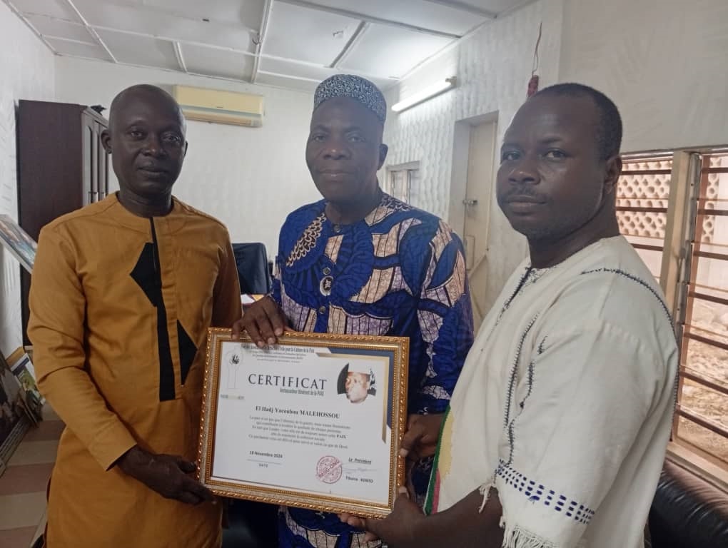 Honorable Yacoubou MALEHOSSOU  Fait AMBASSADEUR ITINÉRANT DE LA PAIX.