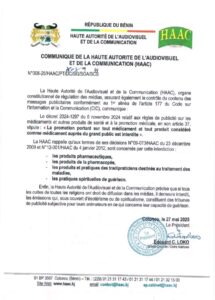 Communique-HAAC-215x300-1 Communiqué N°008-25/HAAC relatif à l'interdiction de la promotion de tout médicament et tout produit considéré comme médicament auprès du grand public.